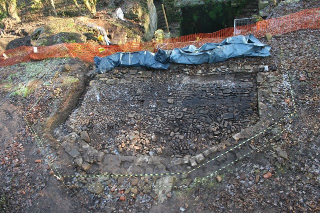 Looking down on the stable under the front projection.